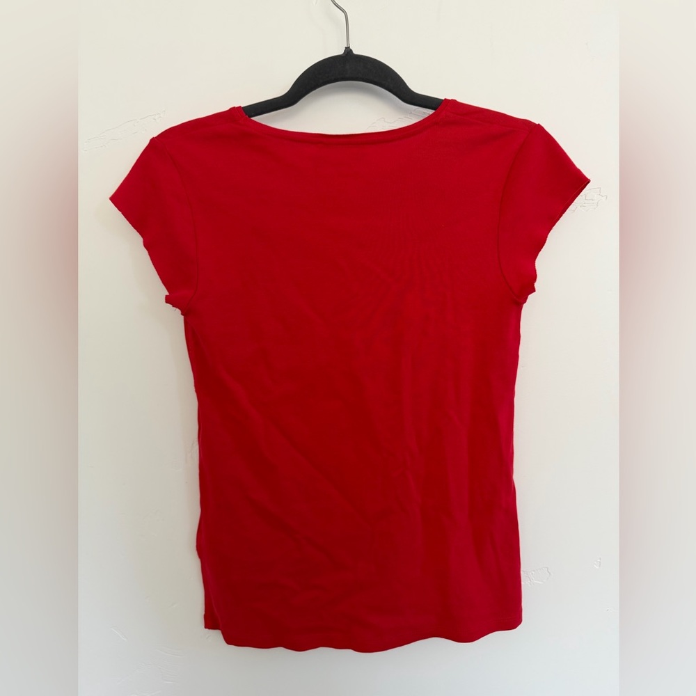 Zara Red Crewneck Short Sleeve 100% Cotton Tee - Picture 2 of 3